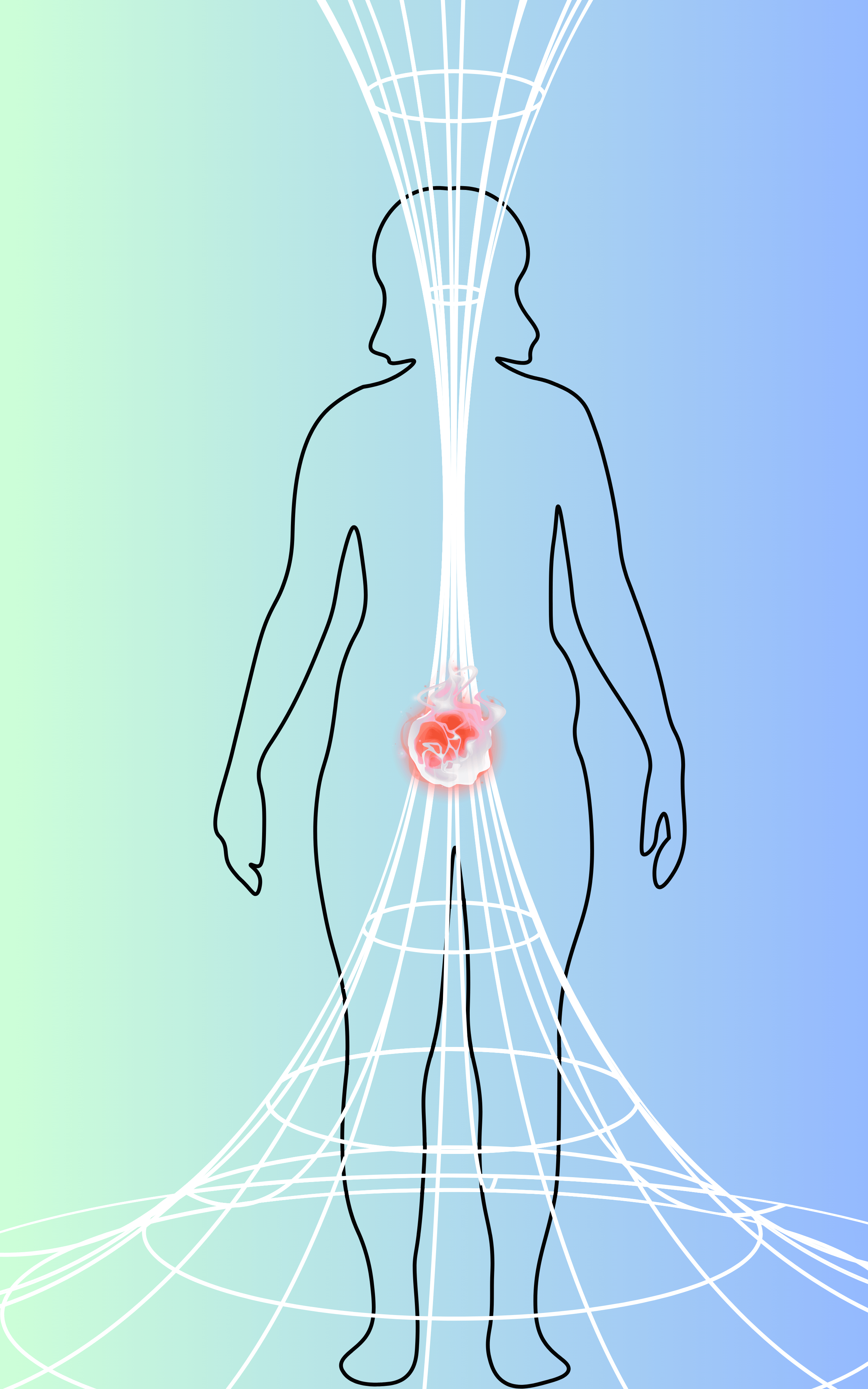 illustration of a person with Sacral Chakra. Made in Canva by the authors.